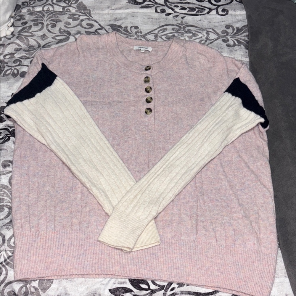 Madewell Heathered Pink Cardigan with Button Accents